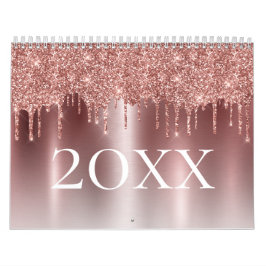 Chic Roos Gold Glitter Ombre Blush Pink Monogram Kalender