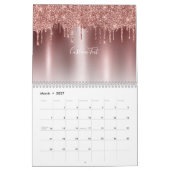 Chic Roos Gold Glitter Ombre Blush Pink Monogram Kalender (Mar 2027)