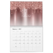 Chic Roos Gold Glitter Ombre Blush Pink Monogram Kalender (Feb 2027)