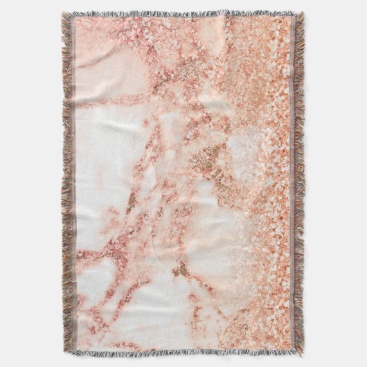 Chic roos gold glitter ombre roze glitter marmer deken (Voorkant Verticaal)