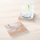Chic roos gold glitter ombre roze glitter marmer glazen onderzetter (Schuin)