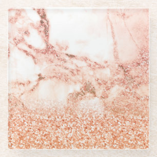 Chic roos gold glitter ombre roze glitter marmer glazen onderzetter