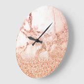 Chic roos gold glitter ombre roze glitter marmer grote klok (Hoek)