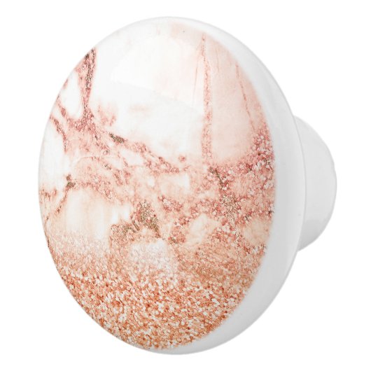 Chic roos gold glitter ombre roze glitter marmer keramische knop (Rechts)