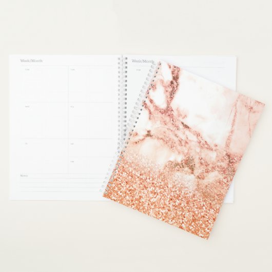 Chic roos gold glitter ombre roze glitter marmer planner (Display)