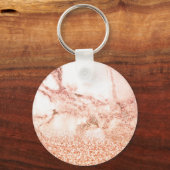 Chic roos gold glitter ombre roze glitter marmer sleutelhanger (Voorkant)