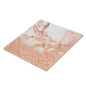 Chic roos gold glitter ombre roze glitter marmer tegeltje (Zijkant)