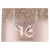 Chic Roos Gold Glitter Ombre Sweet 16 Groot Cadeauzakje (Voorkant)