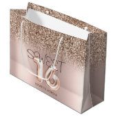 Chic Roos Gold Glitter Ombre Sweet 16 Groot Cadeauzakje (Voorkant Gekanteld)