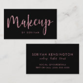 Chic Roos Gold Glitter op Black Makeup Artist Visitekaartje (Voorkant / Achterkant)