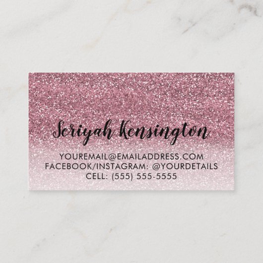 Chic Roos Gold Glitter op Black Makeup Artist Visitekaartje (Achterkant)