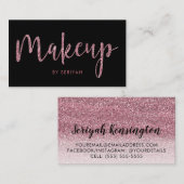 Chic Roos Gold Glitter op Black Makeup Artist Visitekaartje (Voorkant / Achterkant)