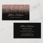 Chic Roos Gold Glitter op Black Professional Visitekaartje (Voorkant / Achterkant)
