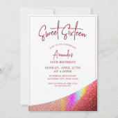 Chic Roos Gold Glitter Rainbow Sweet 16 Verjaardag Kaart (Voorkant)