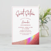 Chic Roos Gold Glitter Rainbow Sweet 16 Verjaardag Kaart (Staand voorkant)