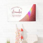 Chic Roos Gold Glitter Rainbow Sweet 16 Verjaardag Spandoek (Insitu)