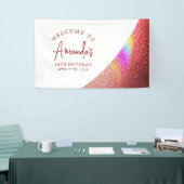Chic Roos Gold Glitter Rainbow Sweet 16 Verjaardag Spandoek (Beurs)