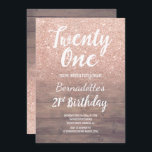 Chic roos gold glitter rustic wood 21st Birthday Kaart<br><div class="desc">Faux roos gold glitter ombre op roestbruin hout 21e verjaardag Een moderne uitnodiging van 21e verjaardag met een moderne, originele en eenvoudige faux roos goudglitter-uitnodiging en handgeschreven stijl borsteltypografie op een roestbruine achtergrond . Als u een gewijzigde en aangepaste tekst nodig hebt, aarzel dan niet om contact met mij op...</div>