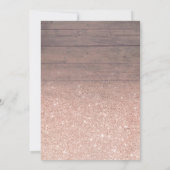 Chic roos gold glitter rustig wood Bat Mitzvah Kaart (Achterkant)