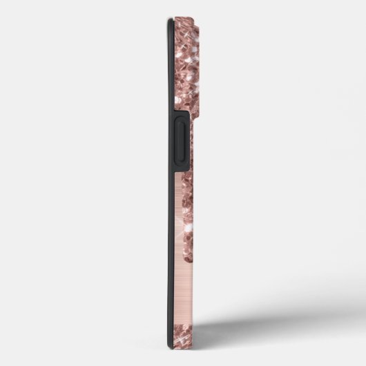 Chic Roos Gold Glitter-schijven Monogram roze meta Case-Mate iPhone Case (Achterkant / Rechts)