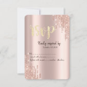 Chic Roos Gold Glitter-schijven RSVP Kaart (Voorkant)