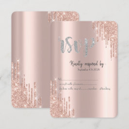 Chic Roos Gold Glitter-schijven Silver RSVP Kaart