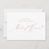 Chic Roos Gold Glitter Script White Maid of Honor Kaart (Voorkant)
