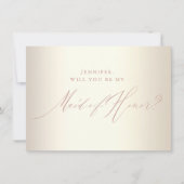 Chic Roos Gold Glitter Script White Maid of Honor Kaart (Voorkant)
