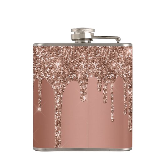 Chic Roos Gold Glitter Sparkle Drift Monogram 6 oz Heupfles (Achterkant)