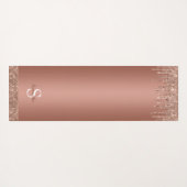 Chic Roos Gold Glitter Sparkle Drip Monogram Naam Yogamat (Achterkant (horizontaal))