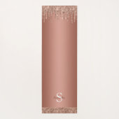 Chic Roos Gold Glitter Sparkle Drip Monogram Naam Yogamat (Achterkant)