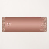 Chic Roos Gold Glitter Sparkle Drip Monogram Naam Yogamat (Voorkant (horizontaal))
