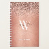 Chic Roos Gold Glitter Sparkle Monogram Name 2022 Planner (Voorkant)