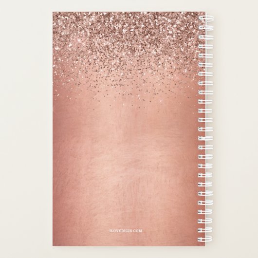Chic Roos Gold Glitter Sparkle Monogram Name 2022 Planner (Achterkant)