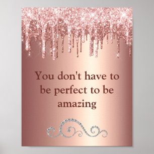 Chic Roos Gold Glitter Sparkle Motivatie Poster