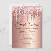 Chic Roos Gold Glitter Sparkle Sweet Sixteen Kaart (Voorkant)