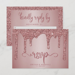 Chic Roos Gold Glitter Sparkle Wedding RSVP