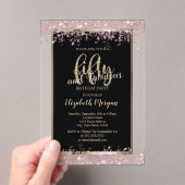 Chic Roos Gold Glitter Sparkles 50th Birthday Acryl Uitnodigingen (Insitu (Draagbaar))