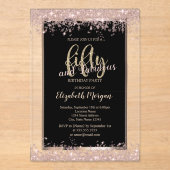 Chic Roos Gold Glitter Sparkles 50th Birthday Acryl Uitnodigingen (Voorkant)