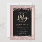 Chic Roos Gold Glitter Sparkles 50th Birthday Kaart (Voorkant)