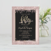 Chic Roos Gold Glitter Sparkles 50th Birthday Kaart (Staand voorkant)