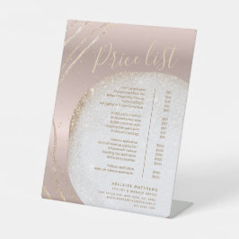 Chic Roos Gold Glitter Stylist Salon Price List Reclamebord Met Voetstuk