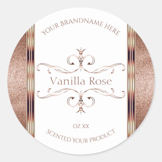 Chic  Roos Gold Glitter White Product Labels (Voorkant)