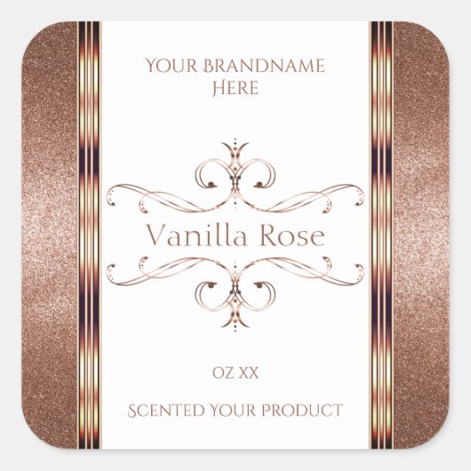 Chic Roos Gold Glitter White Product Labels (Voorkant)