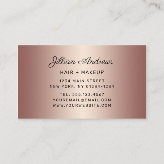 Chic Roos Gold Glitter Wimper Haar Professioneel Visitekaartje (Achterkant)