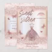 Chic Roos Gold glittery jurk butterfly tiara Invi Kaart (Voorkant / Achterkant)