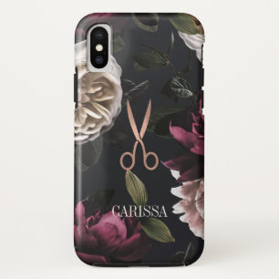 Chic Roos Gold Haarstylist Schaar op Dark Floral Case-Mate iPhone Case