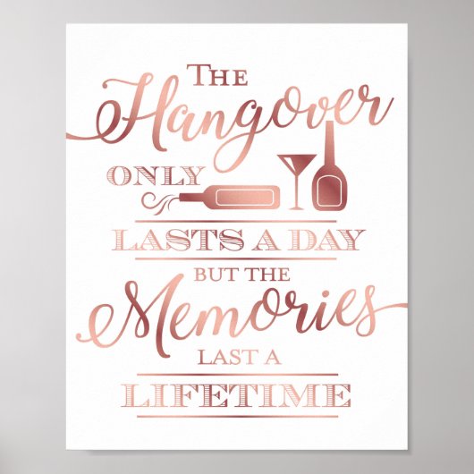 Chic Roos Gold HANGOVER QUOTE Sign Print (Voorkant)