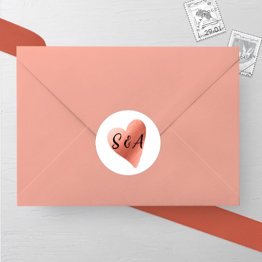 Chic Roos Gold Heart Wedding Ronde Sticker