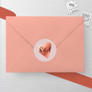 Chic Roos Gold Heart Wedding Ronde Sticker
